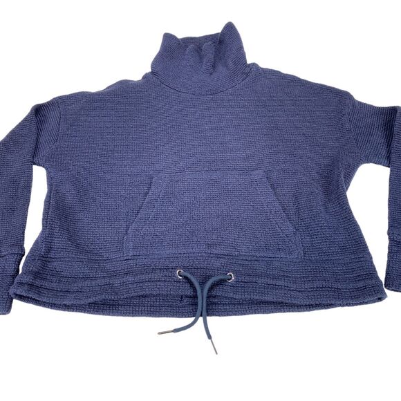 Sweaty Betty Sweatshirt Womens Navy US 8-10 Boucle Funnel Neck Cropped Pullover - Picture 10 of 16